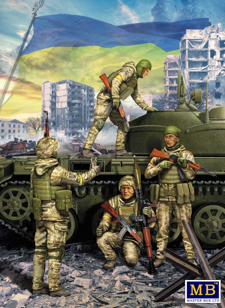[ MB35223 ] Masterbox Russian-Ukrainian war series Ukrainian soldiers defence of Kyiv march 2022 1/35