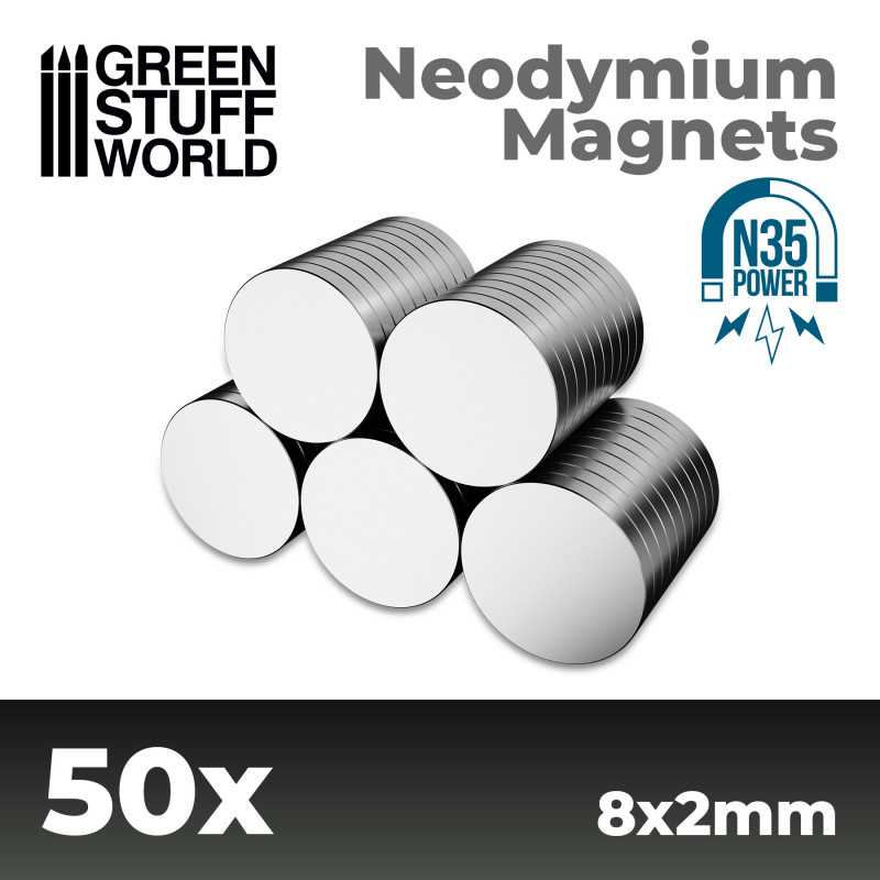 [ GSW11517 ] Green stuff world Neodymium Magnets 8x2mm - 50 units (N35)