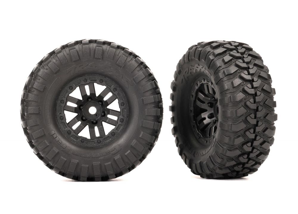 [ TRX-9773 ] Traxxas Tires &amp; wheels, assembled (black 1.0 wheels, Canyon Trail 2.2x1.0 tires) (2) - trx9773