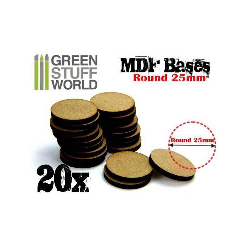 [ GSW9134 ] Green stuff world MDF Bases - Round 25 mm (20pcs)