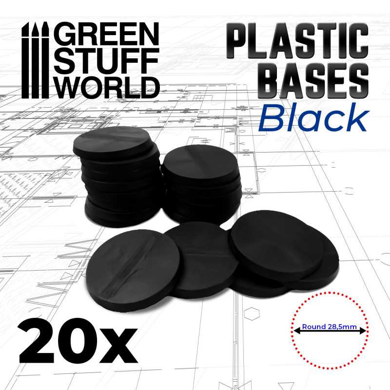 [ GSW11460 ] Green stuff world Plastic Bases - Round 28.5mm BLACK