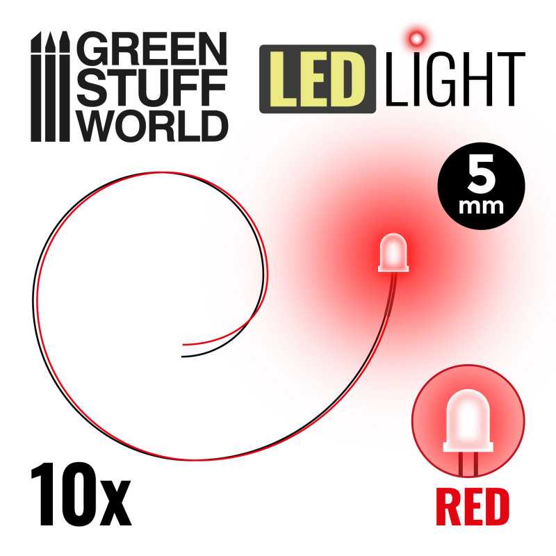 [ GSW3827 ] Green stuff world Red LED Lights - 5mm (10st)