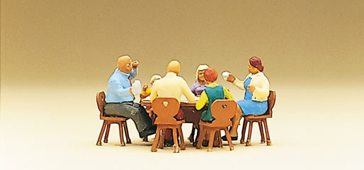 [ PRE10282 ] Preiser Familly in garden restaurant HO 1 /87