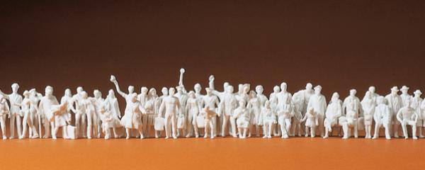 [ PRE75100 ] Preiser railroad personnel, Passengers and passers-by unpainted  72 pcs