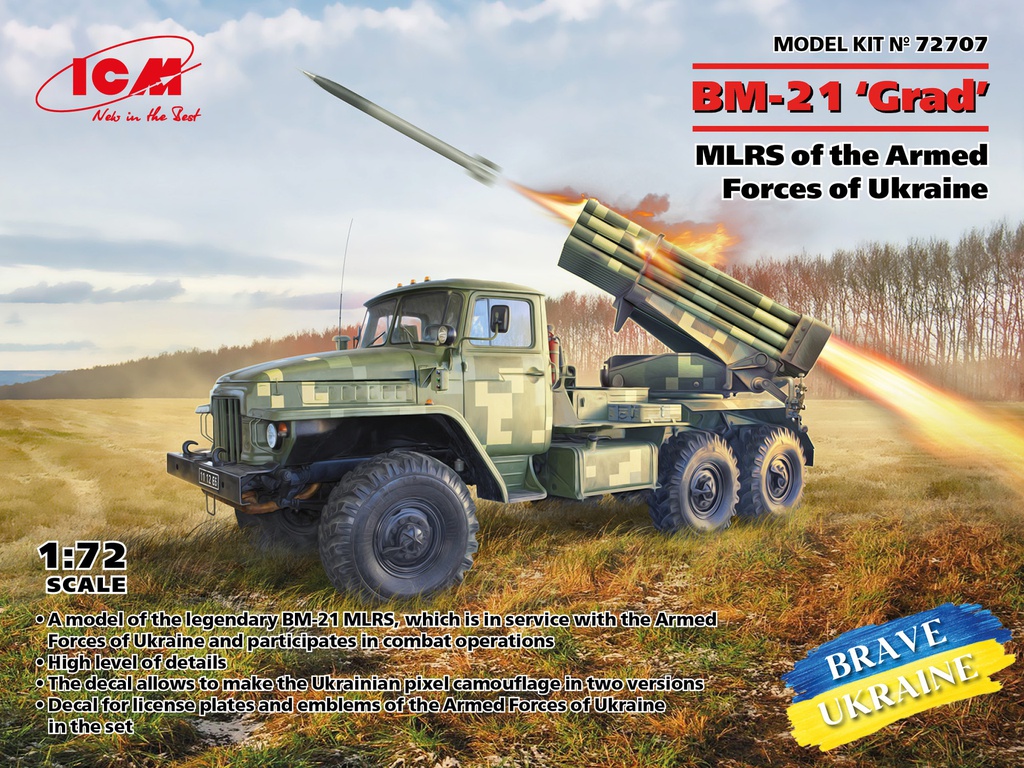 [ ICM72707 ] ICM BM-21 'Grad' MLRS of the Armed Forces Of Ukraine 1/72