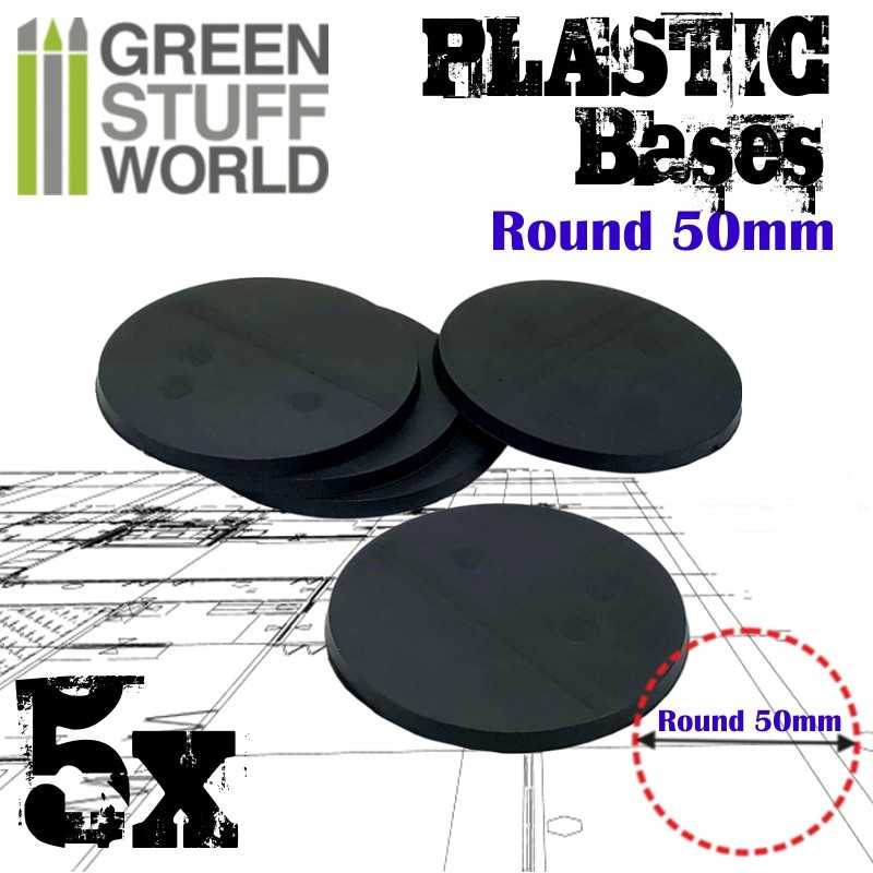 [ GSW9824 ] Green stuff world Plastic Bases - Round 50 mm BLACK