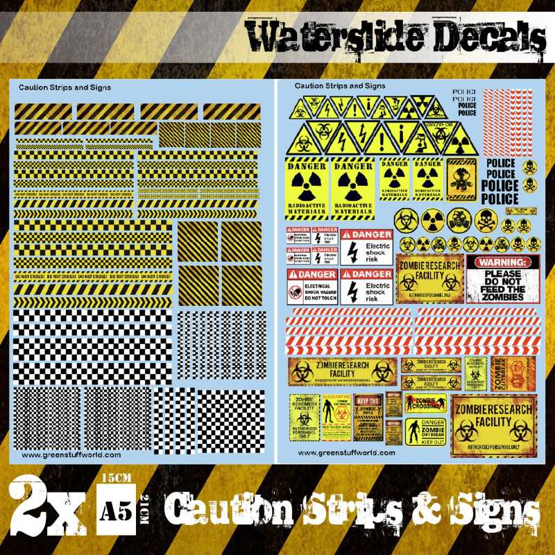 [ GSW2011 ] Green stuff world Waterslide Decals - Caution Strips and Signs