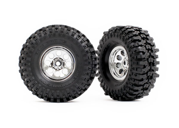 [ TRX-9873 ] Traxxas  Tires & wheels, assembled (chrome 1.0" wheels, Mickey Thompson® Baja Pro™ Xs 2.4x1.0" tires) (2) - trx9873