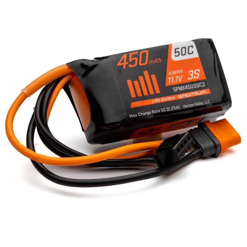 [ SPMX4503SIC2 ] Spektrum 11.1V 450mAh 3S 50C LiPo Battery: IC2