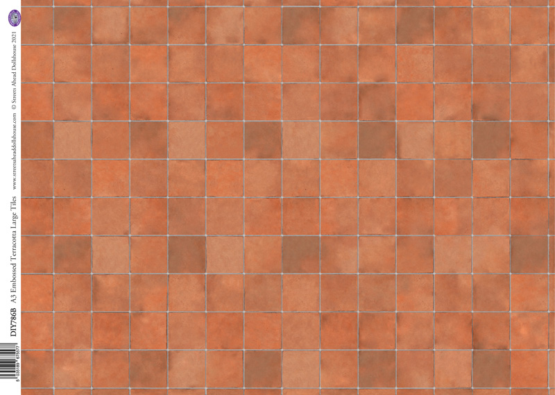 [ SADDIY786B ] Streets Ahead Dollshouse Terracotta Grote Tegels Met Reliëf A3 30x40cm