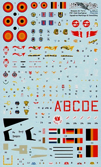 [ DACODCD7264 ] F-104G starfighter squadron markings & stencilling 1/72