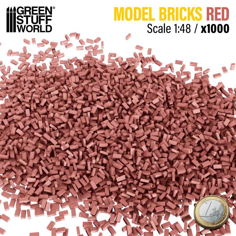 [ GSW9208 ] Green stuff world Miniature Bricks - Red 1:48 - 1000 pcs