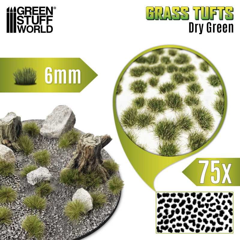[ GSW10670 ] Green stuff world Static Grass Tufts 6 mm - Dry Green