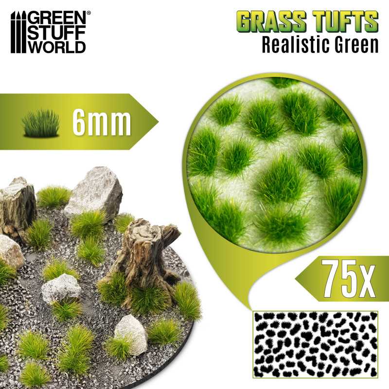 [ GSW10669 ] Green stuff world Static Grass Tufts 6 mm - Realistic Green