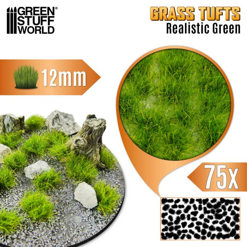 [ GSW12939 ] Green stuff world Static Grass Tufts 12 mm - Realistic Green