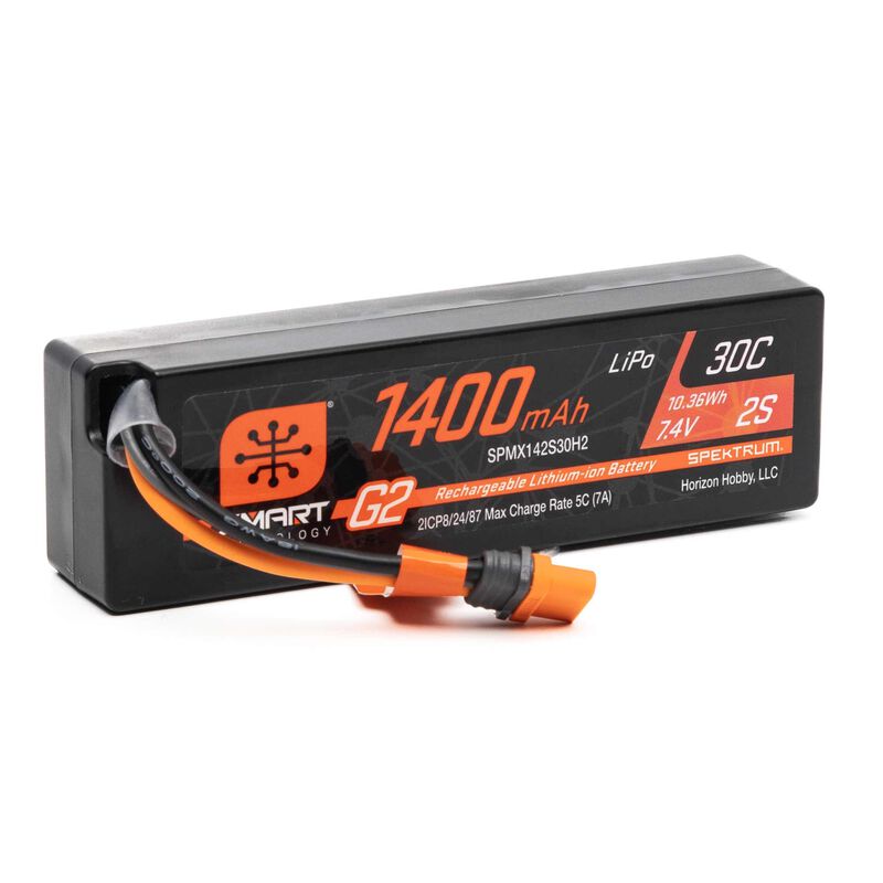 [ SPMX142S30H2 ] Spektrum 7.4V 1400mAh 2S 30C Smart G2 LiPo Battery: IC2