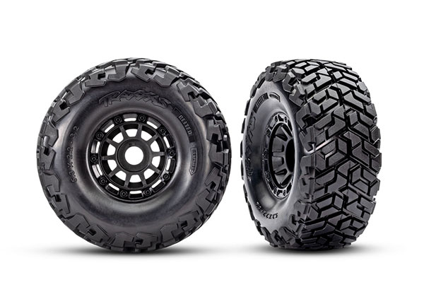 [ TRX-10272 ] Traxxas Tires & wheels, assembled, glued, left (1), right (1) (black wheels, Maxx Slash® belted tires, foam inserts) (17mm splined) (TSM® rated) - trx10272