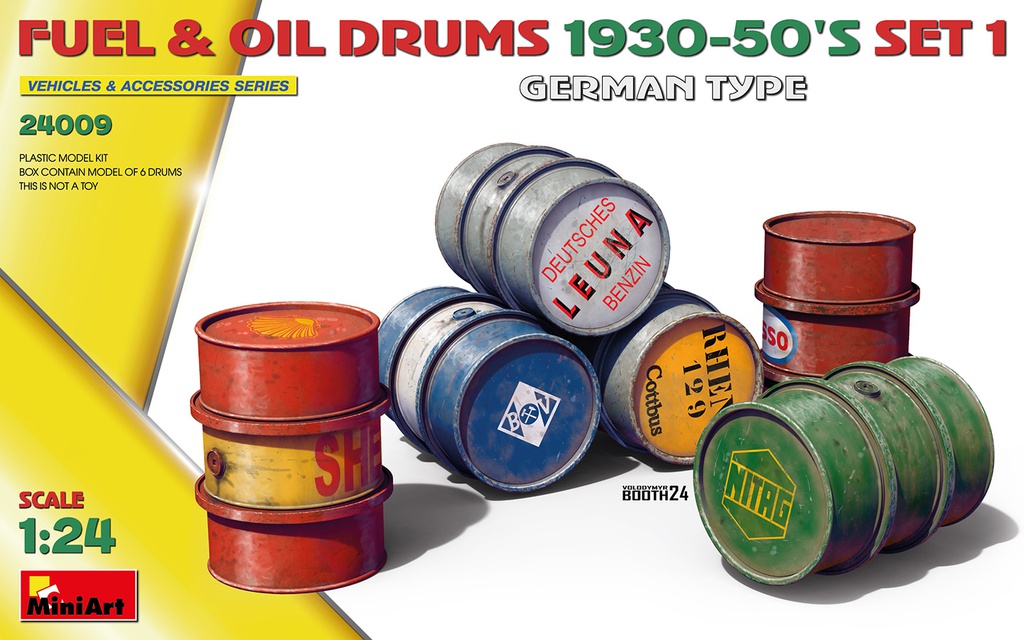 [ MINIART24009 ] Miniart Fuel & Oil Drums 1930-50's Set 1 1/24