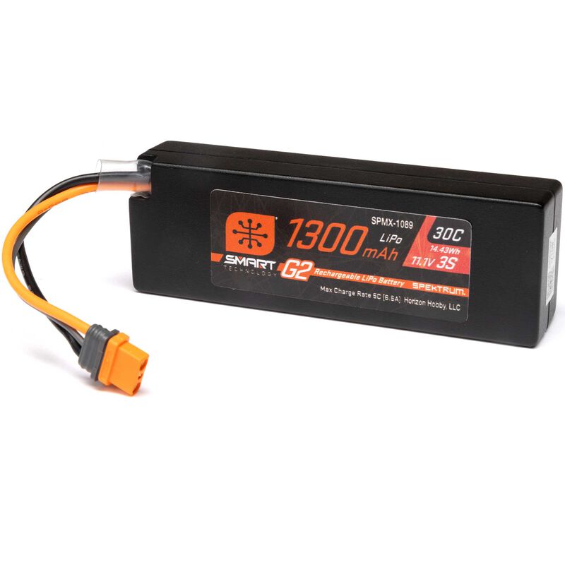 [ SPMX-1089 ] Spektrum 11.1V 1300mAh 3S 30C Smart G2 LiPo Battery: IC2
