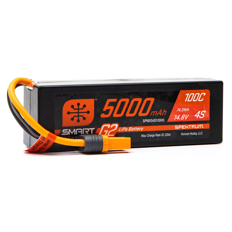 [ SPMX54S100H5 ] Spektrum 14.8V 5000mAh 4S 100C Smart G2 Hardcase LiPo Battery: IC5