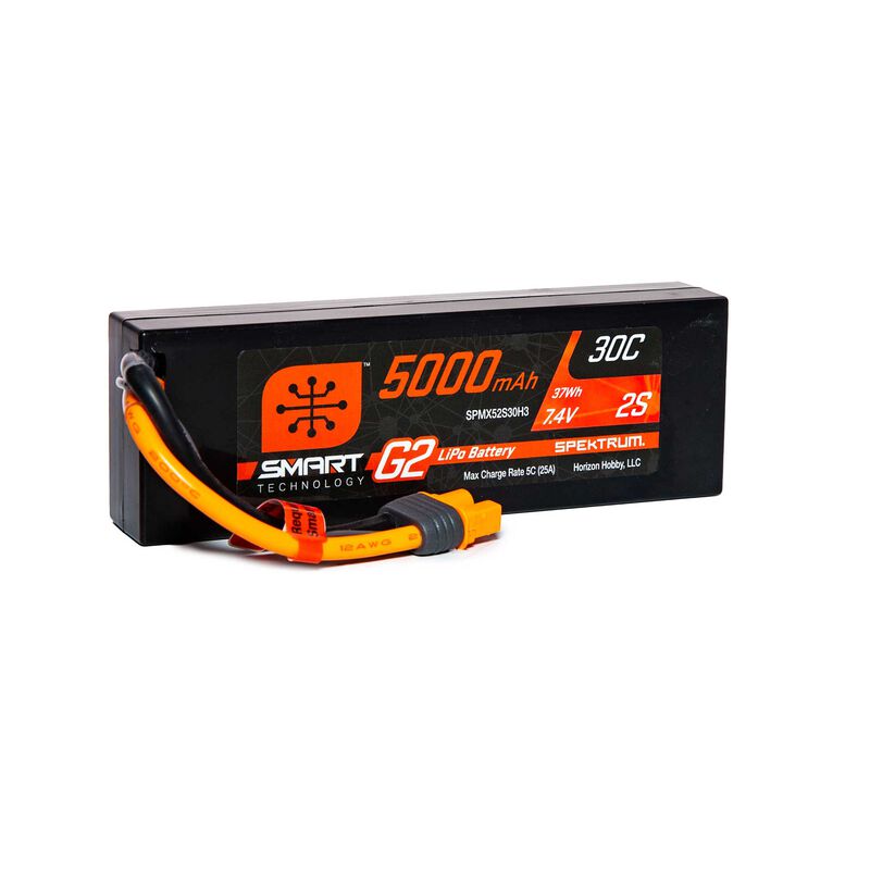 [ SPMX52S30H3 ] Spektrum 7.4V 5000mAh 2S 30C Smart LiPo G2 Hard Case: IC3