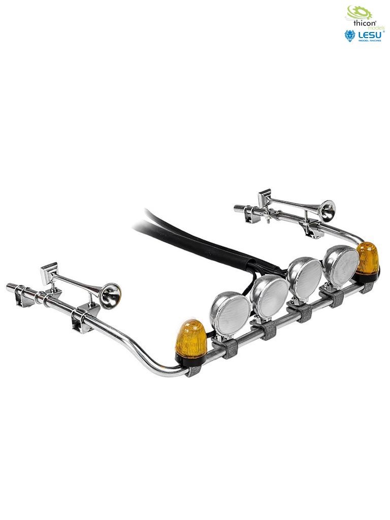 [ THICON-50503 ] Daklampenbeugel met 4 ronde Schijnwerpers, 2 Zwaailichten en 2 Claxons