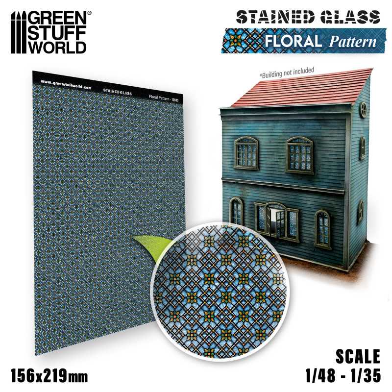 [ GSW13689 ] Green Stuuf World Glas-in-lood met bloemenpatroon