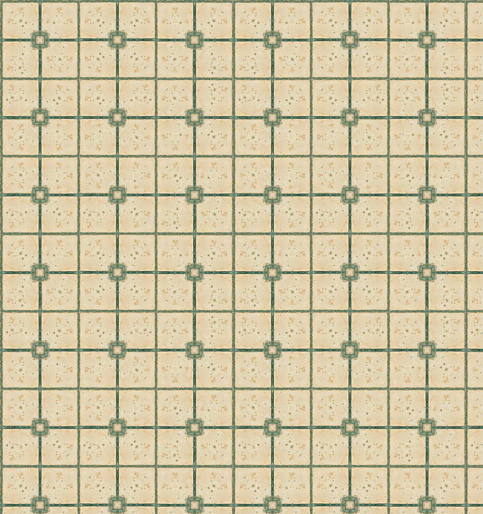 [ SAD8275 ] Streets Ahead Dollshouse Groen-Beige Tegelpapier A2 60x43cm