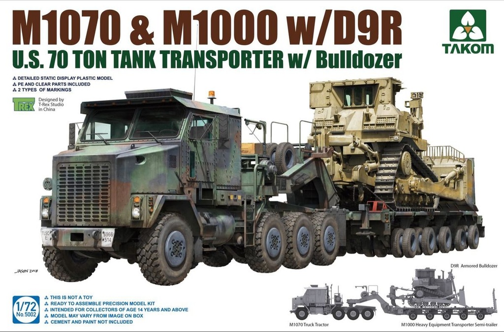 [ TAKOM5002 ] Takom M1070 & M1000 w/D9R U.S. 70 Ton Tank Transporter w/ Bulldozer 1/72