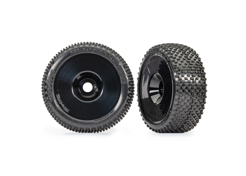 [ TRX-9074-BLK ] Traxxas 3.0" Black Dished Wheels w/ Response Pro Tires (2) - TRX9074-BLK