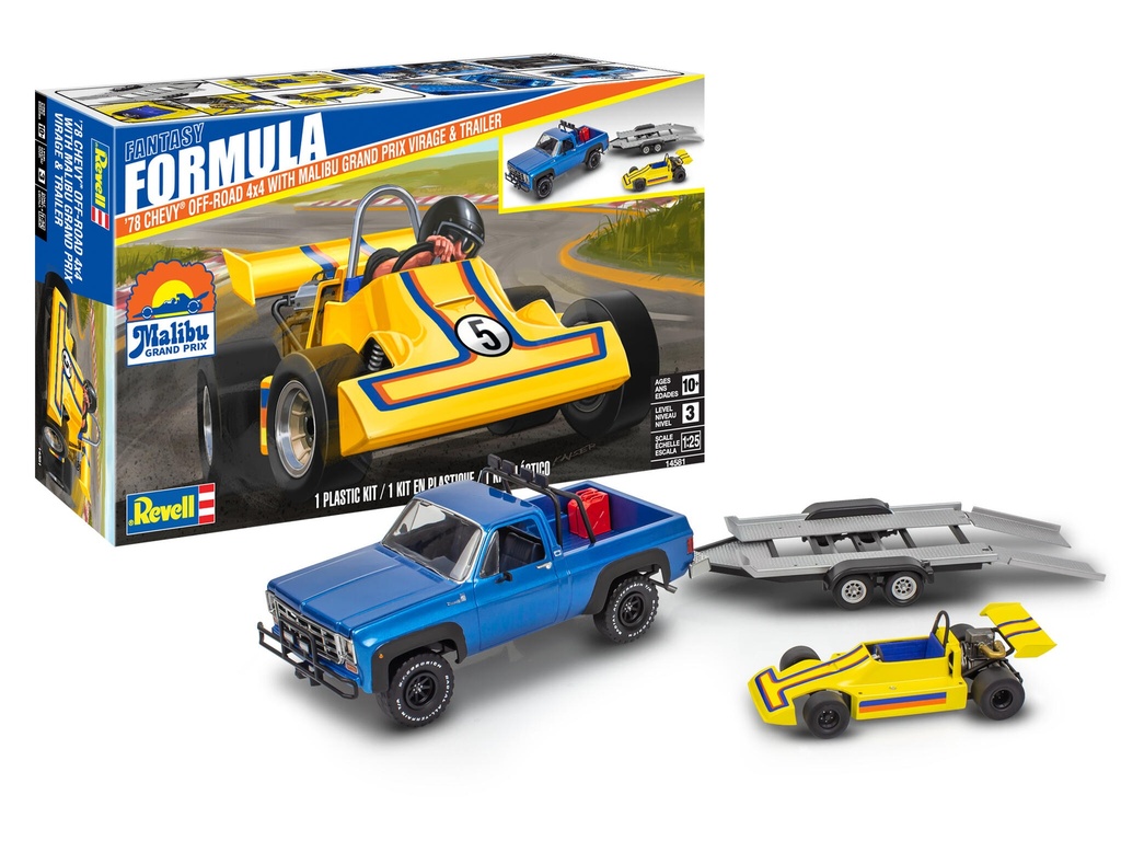[ RE14581 ] Revell 78 Chevy 4x4 Pickup + Malibu GP Virage and Trailer 1/25