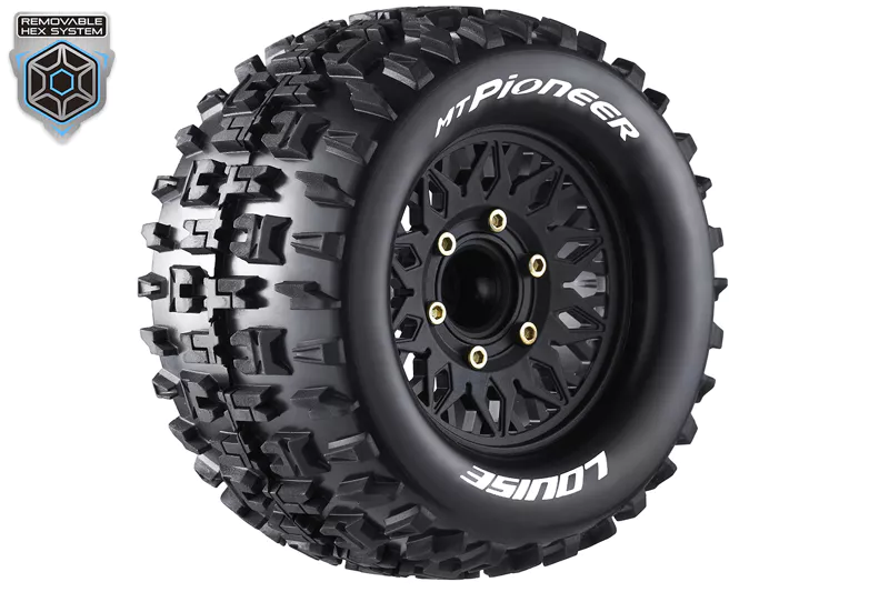 [ PROLR-T3202SX ] Louise RC - MT-PIONEER - 1/10 Monster Truck Tire Set - Removable HEX 12 narrow, 12 wide, 14, 17mm