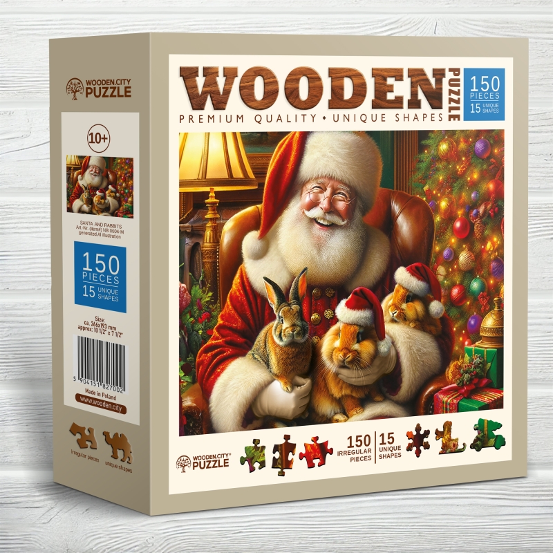 [ WC0604-M ] Wooden City Santa and rabbits 150 stukjes (houten legpuzzel)