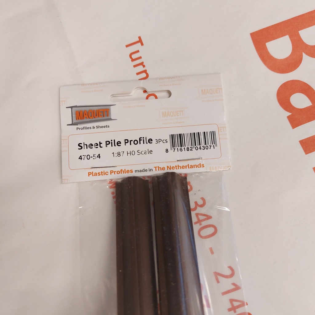 [ RA470-54 ] Raboesh darmwandprofiel / sheet pile profiel HO 1/87  1 meter