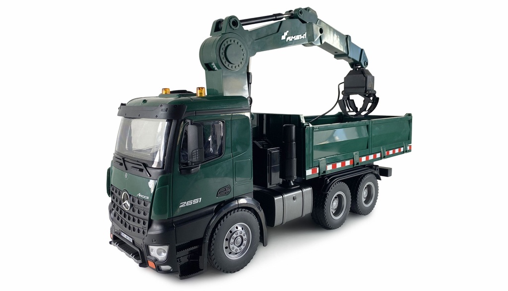 [ AMEWI22568 ] Amewi Mercedes-Benz Arocs Crane Truck with Tipper RTR green