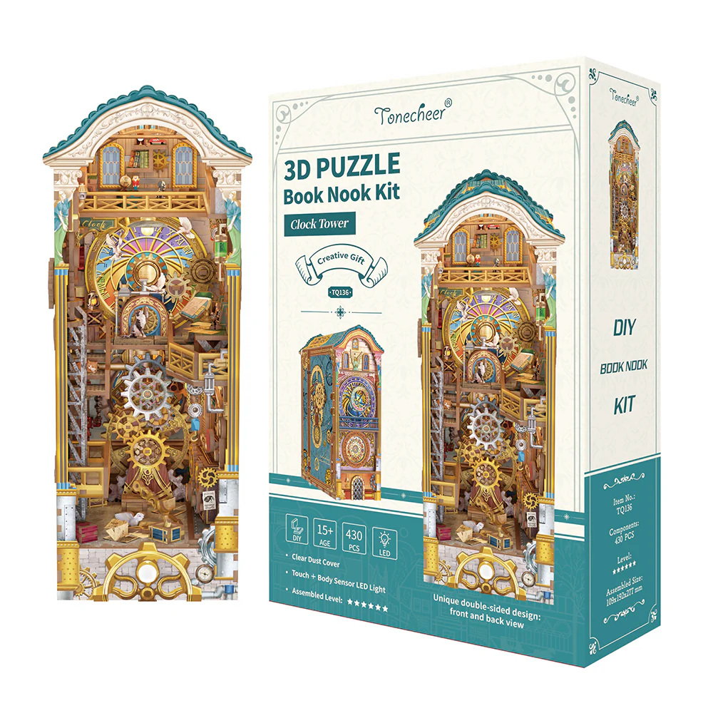 [ TONETQ136 ] Tonecheer 3D Puzzle Book Nook Kit Clock Tower