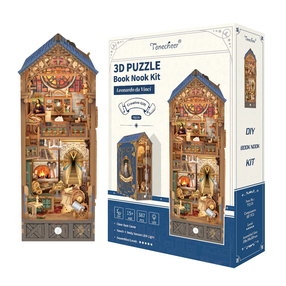 [ TONETQ135 ] Tonecheer 3D Puzzle Book Nook Kit Leonardo da Vinci