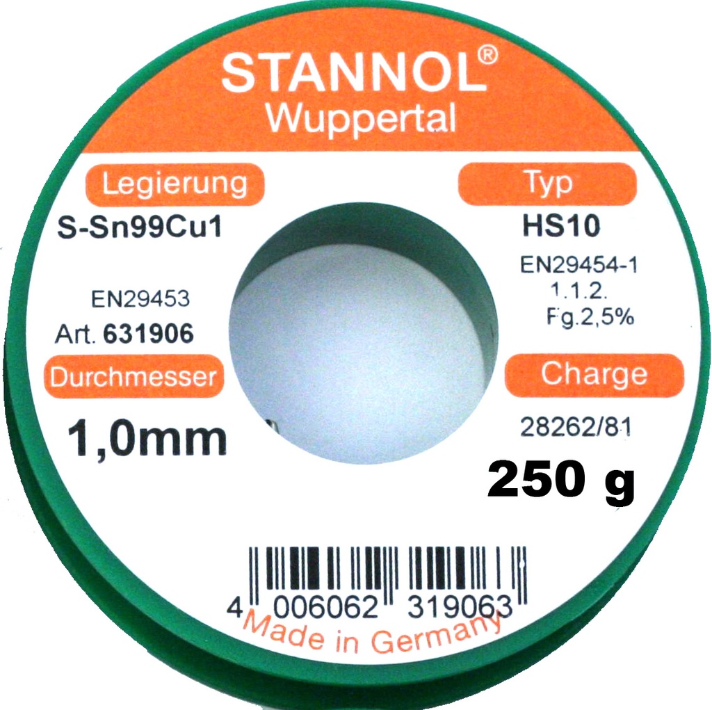 [ MU34252 ] Muldental Solder 1mm, 250g, SN99Cu1 | RoHS compliant