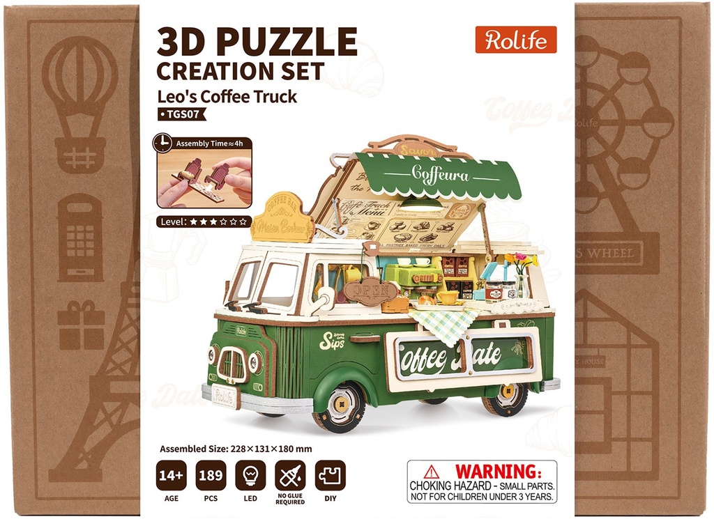 [ ROLIFETGS07 ] Rolife 3D Puzzle Creation Set Leo's Coffee Truck 