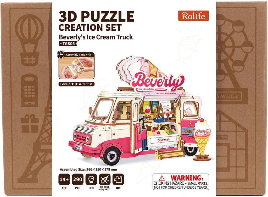 [ ROLIFETGS06 ] Rolife 3D Puzzle Creation Set Beverly's Ice Cream Truck 