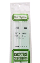 [ EG103 ] Evergreen styrene strip 0.25x1.5x350 mm (10s.)