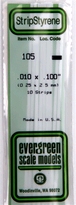 [ EG105 ] Evergreen styrene strip 0.25x2.5 x 350 mm (10s.)
