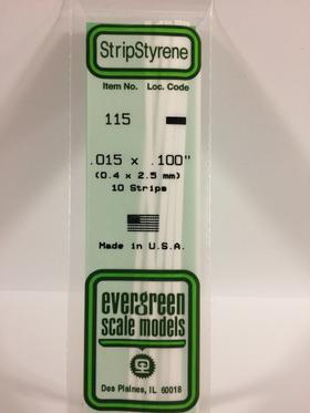 [ EG115 ] Evergreen styrene strip 0.38x2.5x350mm (10s.)