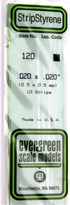 [ EG120 ] Evergreen : carrés en styrène pleins 0,5 x 0,5 x 350 mm, lot de 10
