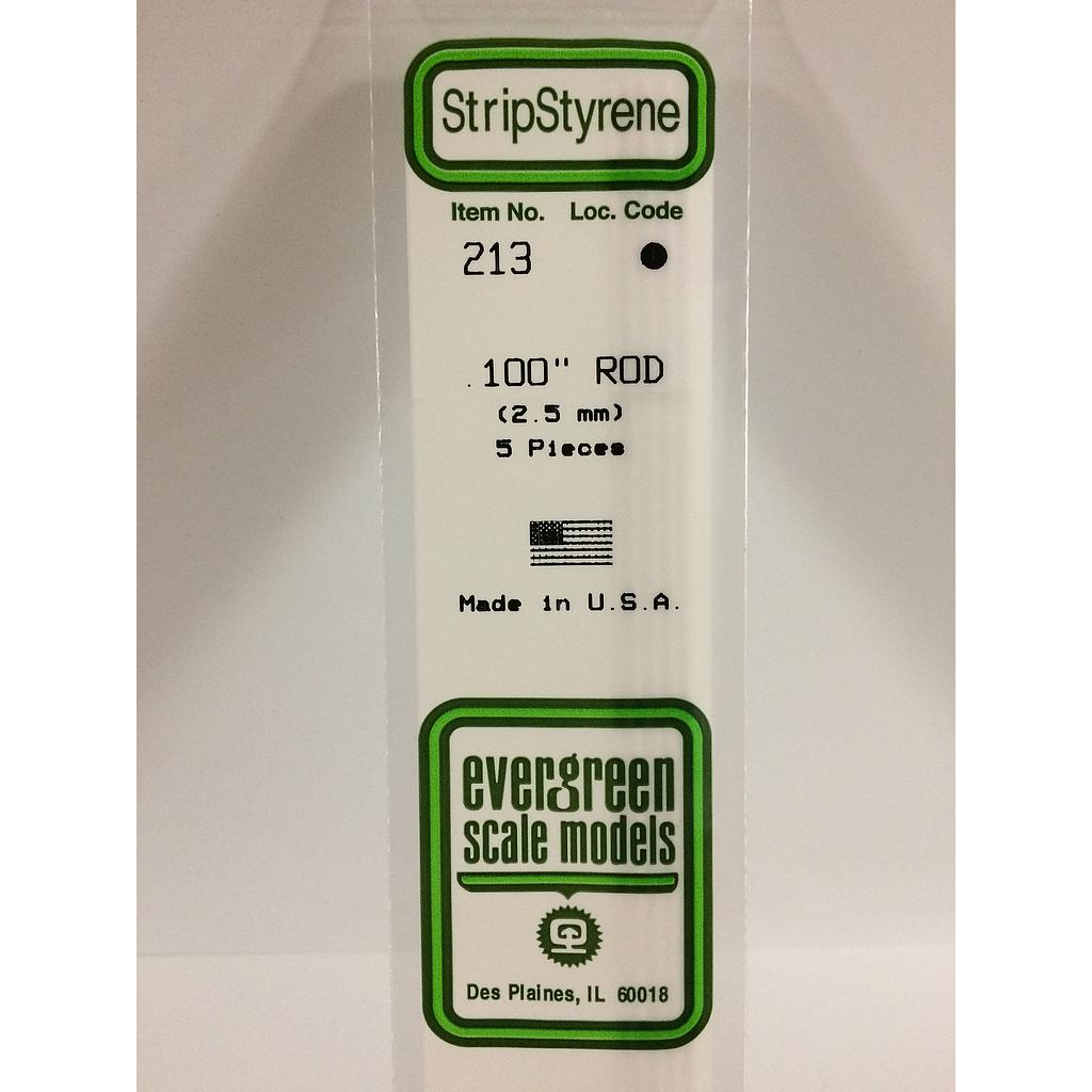 [ EG213 ] Evergreen styrene rond vol 2.5mm x 350mm (5st.)      