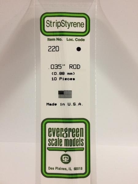 [ EG220 ] Evergreen styrene rond vol 0.9 mm x 360 mm (10st)