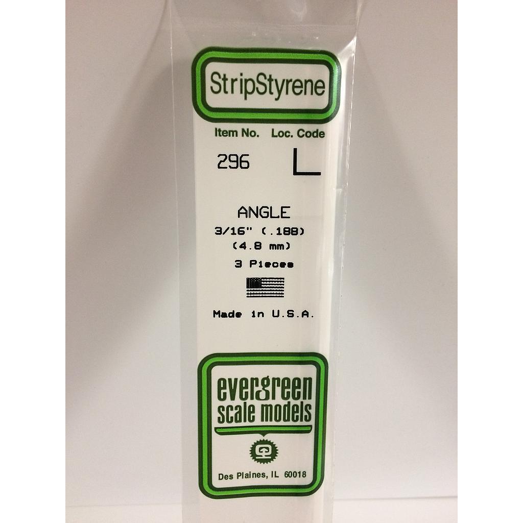 [ EG296 ] Evergreen Profilé en styrène « L » 4,8 mm x 350 mm (3 pièces)