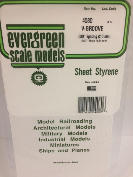 [ EG4080 ] Evergreen V-groefplaat 2.0mm spacing 1.0x150x300mm 1st