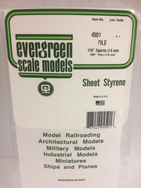 [ EG4501 ] Evergreen styrene vierkanten tegelprofiel  1.6x1.6mm   150x300mm 1st