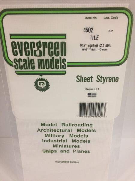 [ EG4502 ] Evergreen styrene vierkante tegelprofiel 2.1x2.1 mm 15x30cm